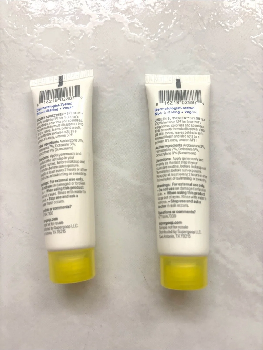 Set of 2 Supergoop! Unseen Sunscreen SPF 50 travel size 10 ml each